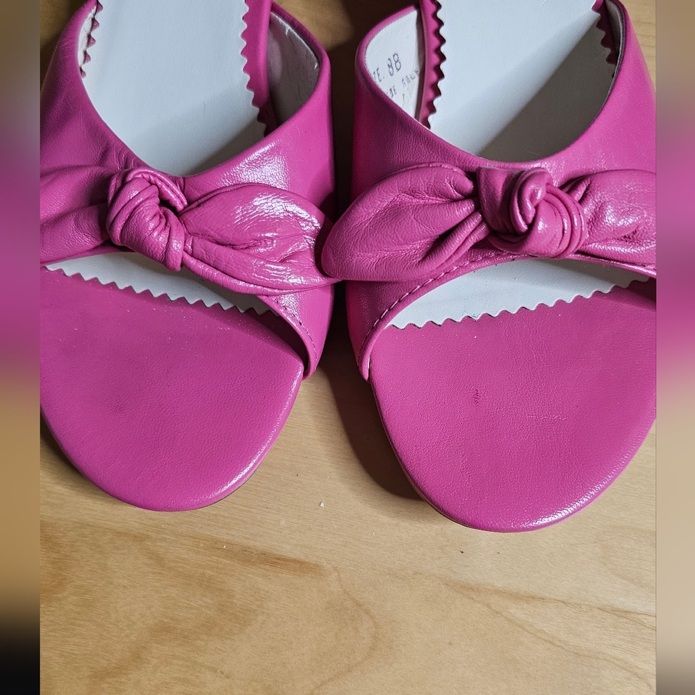 Sz 8 pink leather kitten heel knot slides - made in Italy - Picture 2 of 12
